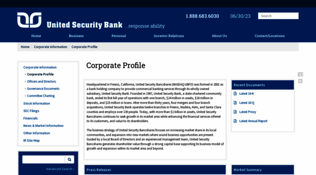 investors.unitedsecuritybank.com