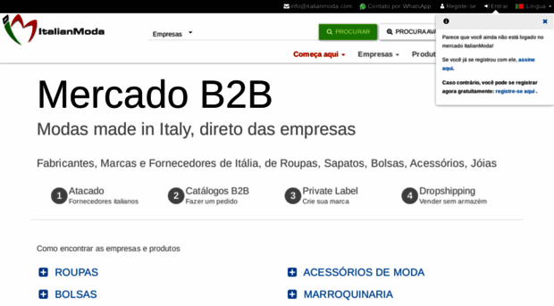 roupa italiana para revenda