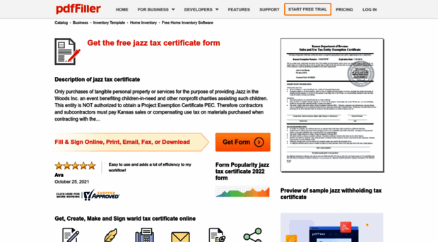 jazz tax certificate