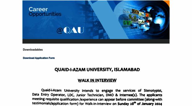 jobs.qau.edu.pk