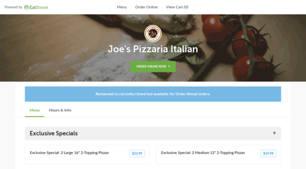 joepizzariaandsubs.com