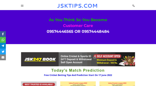 Today's Cricket JSK betting tips