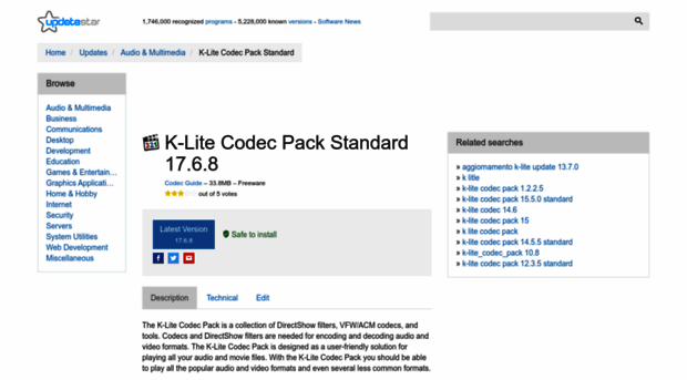 k-lite-codec-pack-standard.updatestar.com