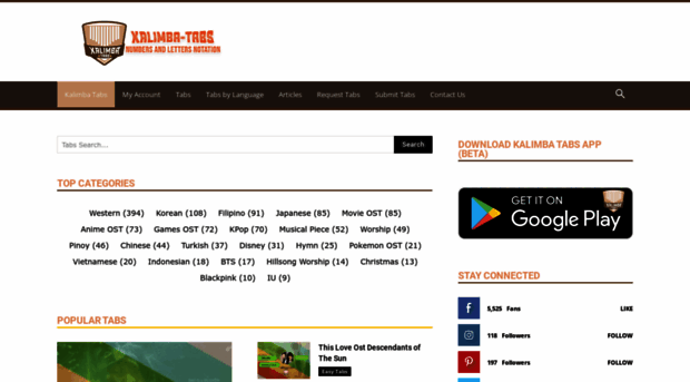 kalimba-tabs.com
