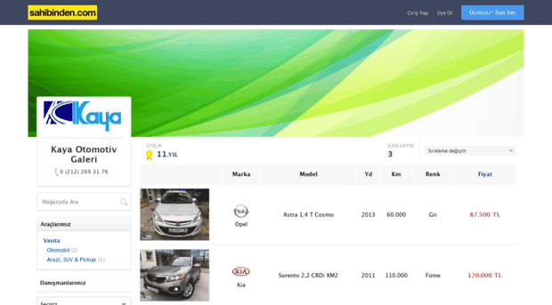 kayaotomotivgaleri.sahibinden.com