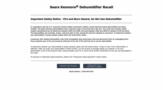 kenmoredehumidifierrecall.com