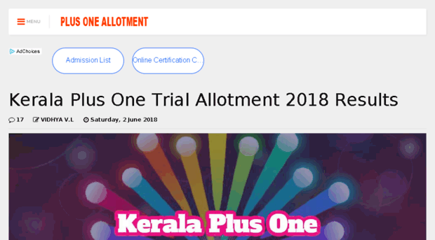 keralaplusoneallotmentresult2018.com