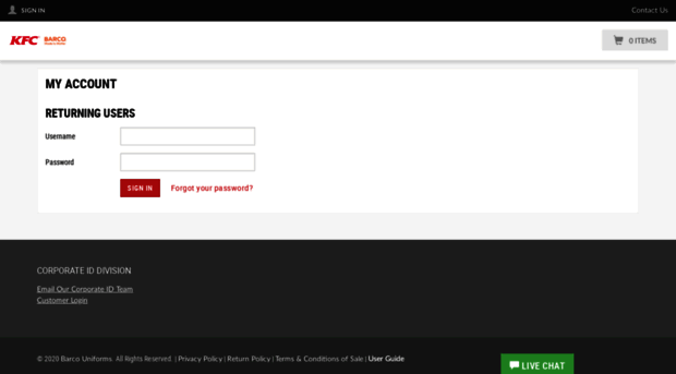 kfc.barcouniforms.com