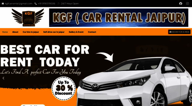 kgfcarrentaljaipur.com