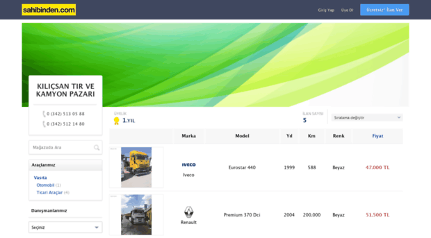 kilicsantirvekamyonpazari.sahibinden.com