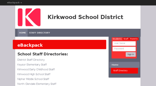 kirkwood.ebackpack.com