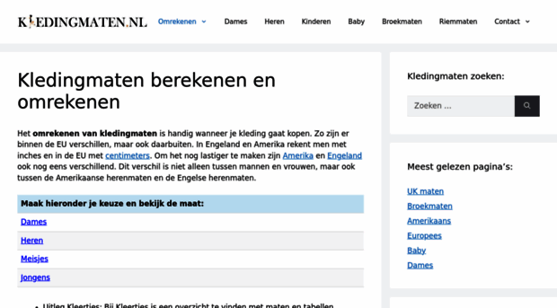 kledingmaten.nl