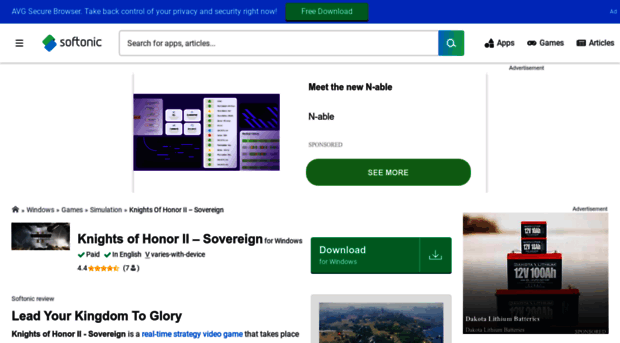 knights-of-honor-ii-sovereign.en.softonic.com
