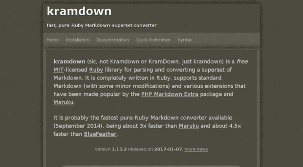 kramdown.rubyforge.org