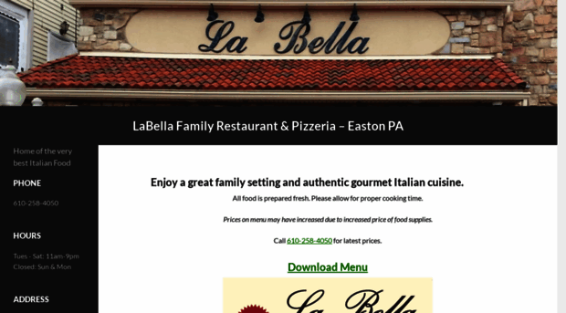 labellapizzarestaurant.com