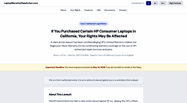 laptopwarrantyclassaction.com