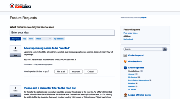 leagueofcomicgeeks.uservoice.com