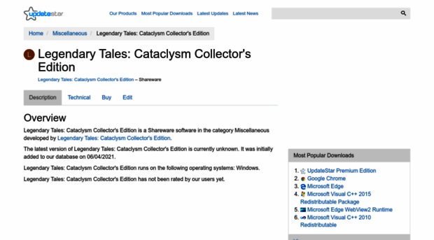 legendary-tales-cataclysm-collector-s-edition.updatestar.com