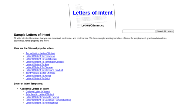 lettersofintent.co