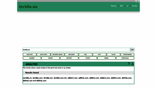 levidia.eu.dnstree.com - levidia.eu - DNS Lookup - Levidia Eu DNS Tree