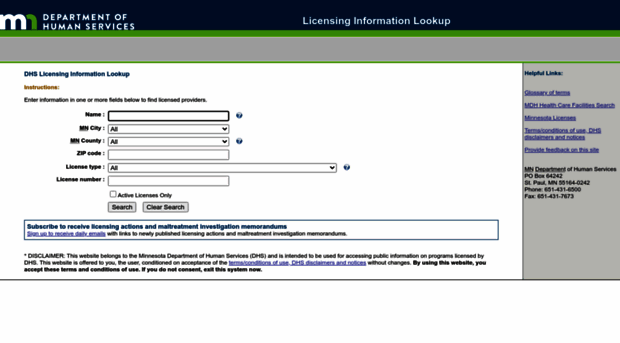 licensinglookup.dhs.state.mn.us