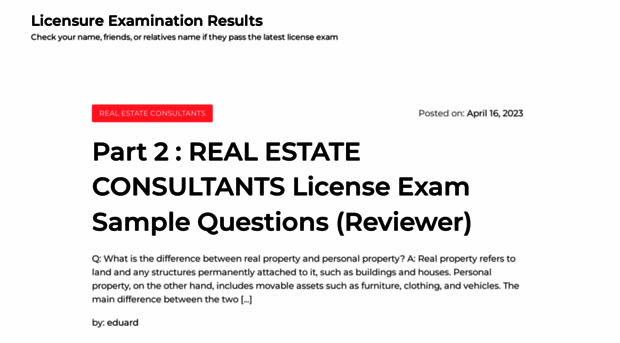 licensureexamsresult.com