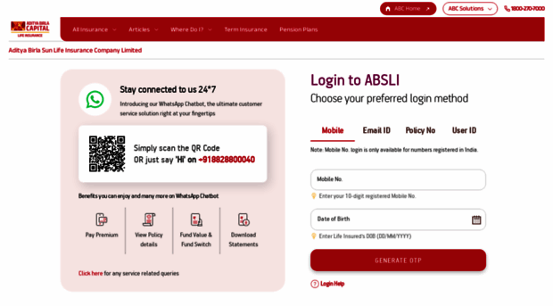 lifeinsuranceservicing.adityabirlacapital.com