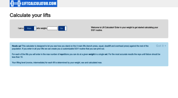 liftcalculator.com