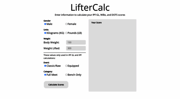 liftercalc.com