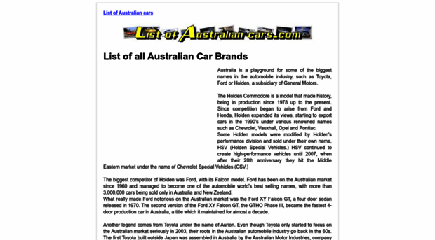 listofaustraliancars.com