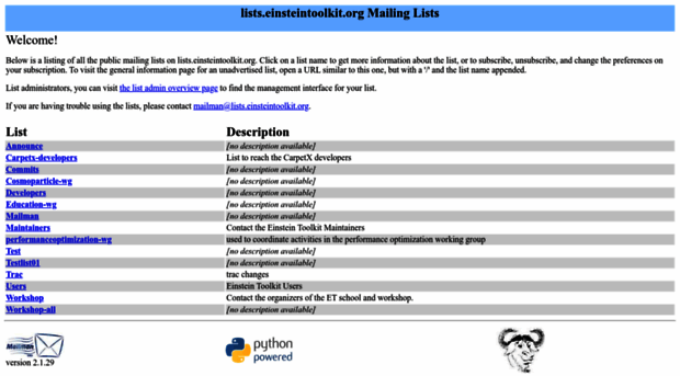 lists.einsteintoolkit.org