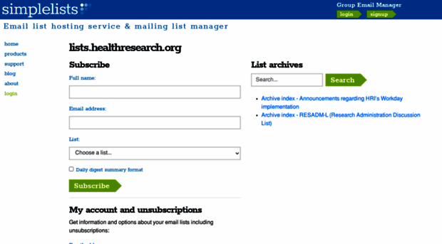 lists.healthresearch.org