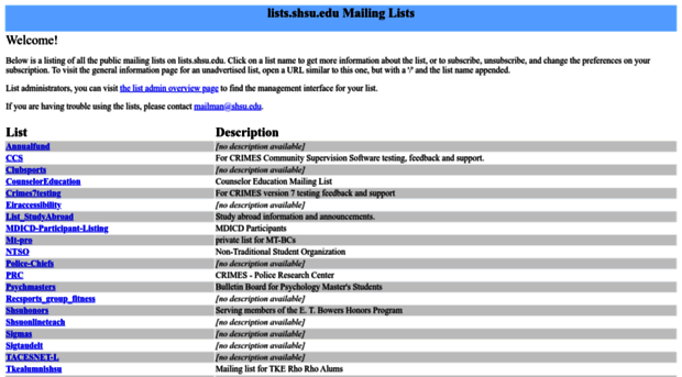 lists.shsu.edu