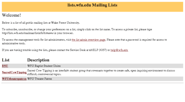 lists.wfu.edu