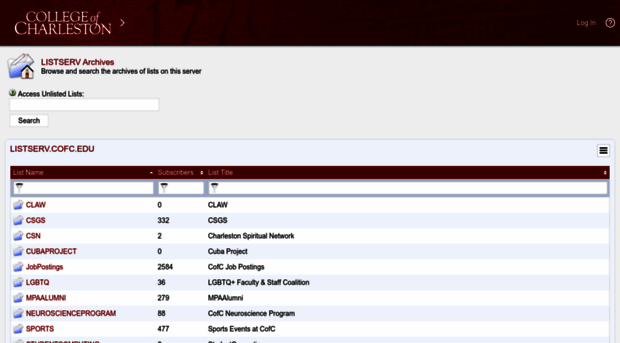 listserv.cofc.edu