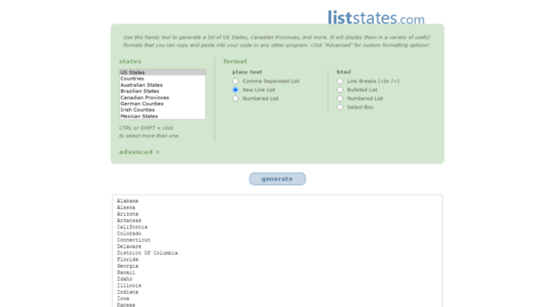 liststates.com