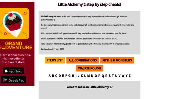 Little Alchemy cheats, Full list of combinations, recipes & elements