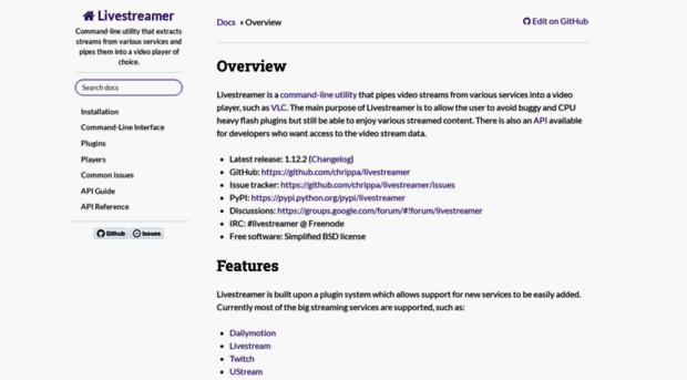 livestreamer.readthedocs.org