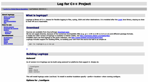 log4cpp.sourceforge.net