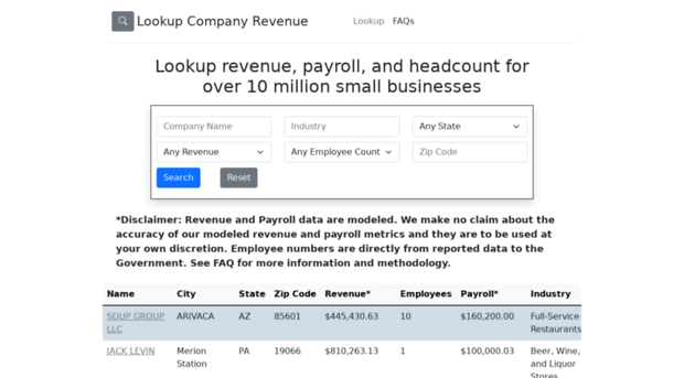 lookupcompanyrevenue.com