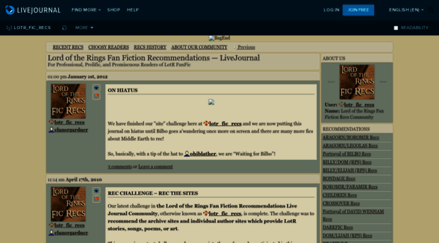lotr-fic-recs.livejournal.com