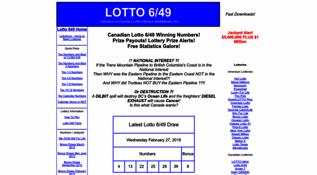 latest results for lotto 649