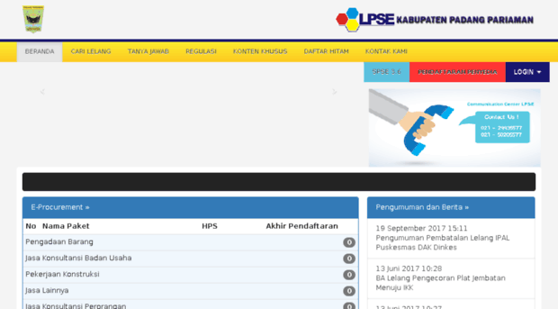 lpse.padangpariamankab.go.id