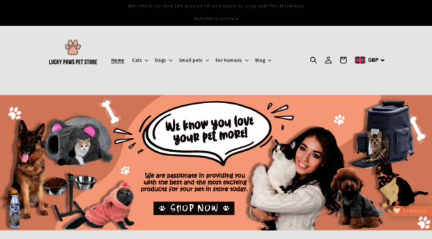 luckypawspetstore.com