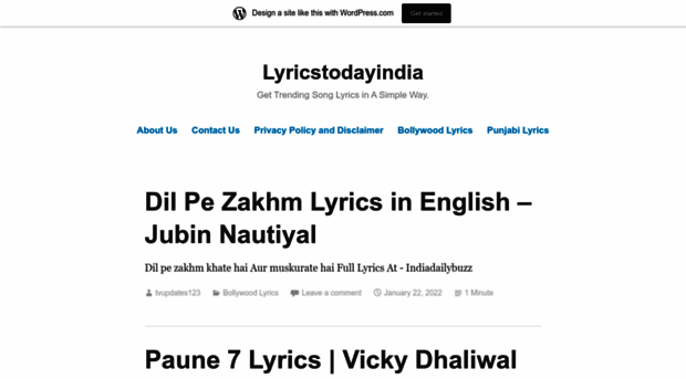 lyricstodayindia.wordpress.com