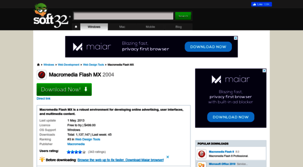 is it true that macromedia flash mx 2004 is now free