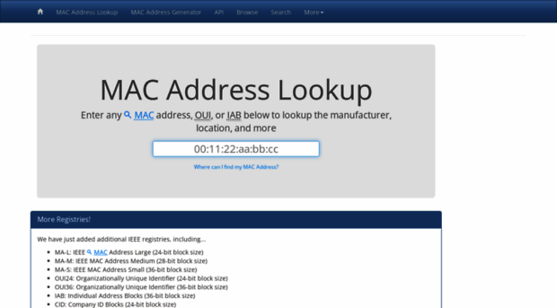 mac vendor lookup address generator