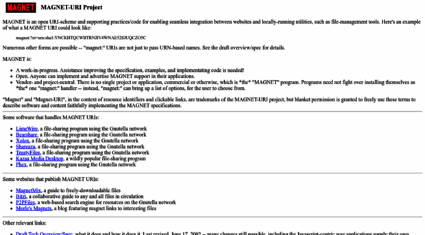 magnet-uri.sourceforge.net
