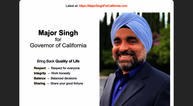 majorsinghforgovernor.com