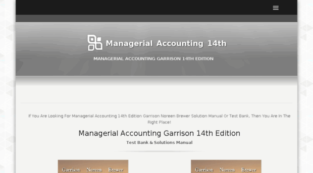 managerialaccountinggarrison14thedition.com